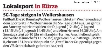 Fußball: SG-Tage in Wolfershausen