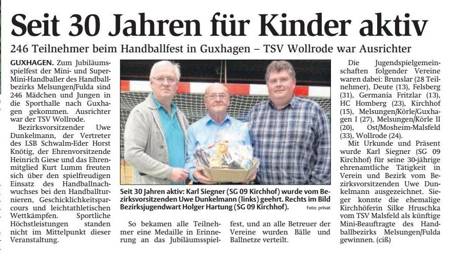 Handball Minis und Superminis beim Abschluß-Spielfest in Guxhagen
