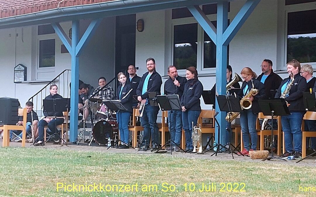Blasorchester mit schönem Picknickkonzert