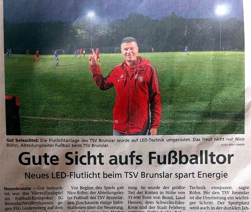 Flutlichtanlage auf LED-Technik umgerüstet