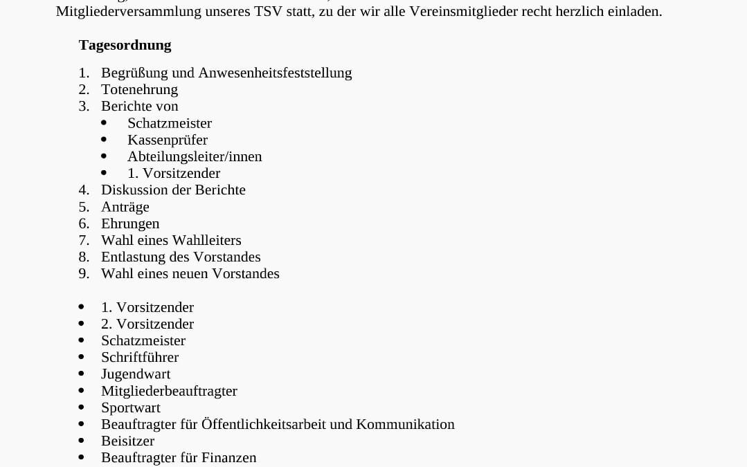 Jahreshauptversammlung am 9. Mai 2025